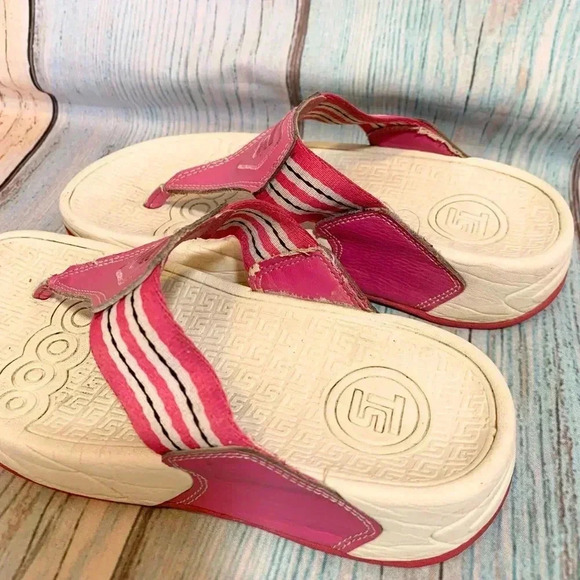 Pink and white therashoe slip on sandals open toe flip Flops - Picture 8 of 12